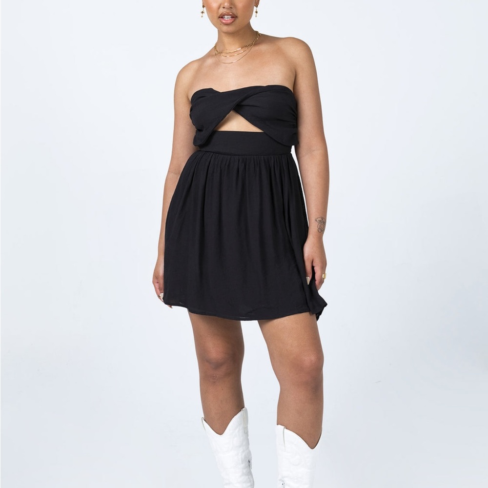 NWT Princess Polly Allie Jay Mini Dress Black — strapless easy flowy